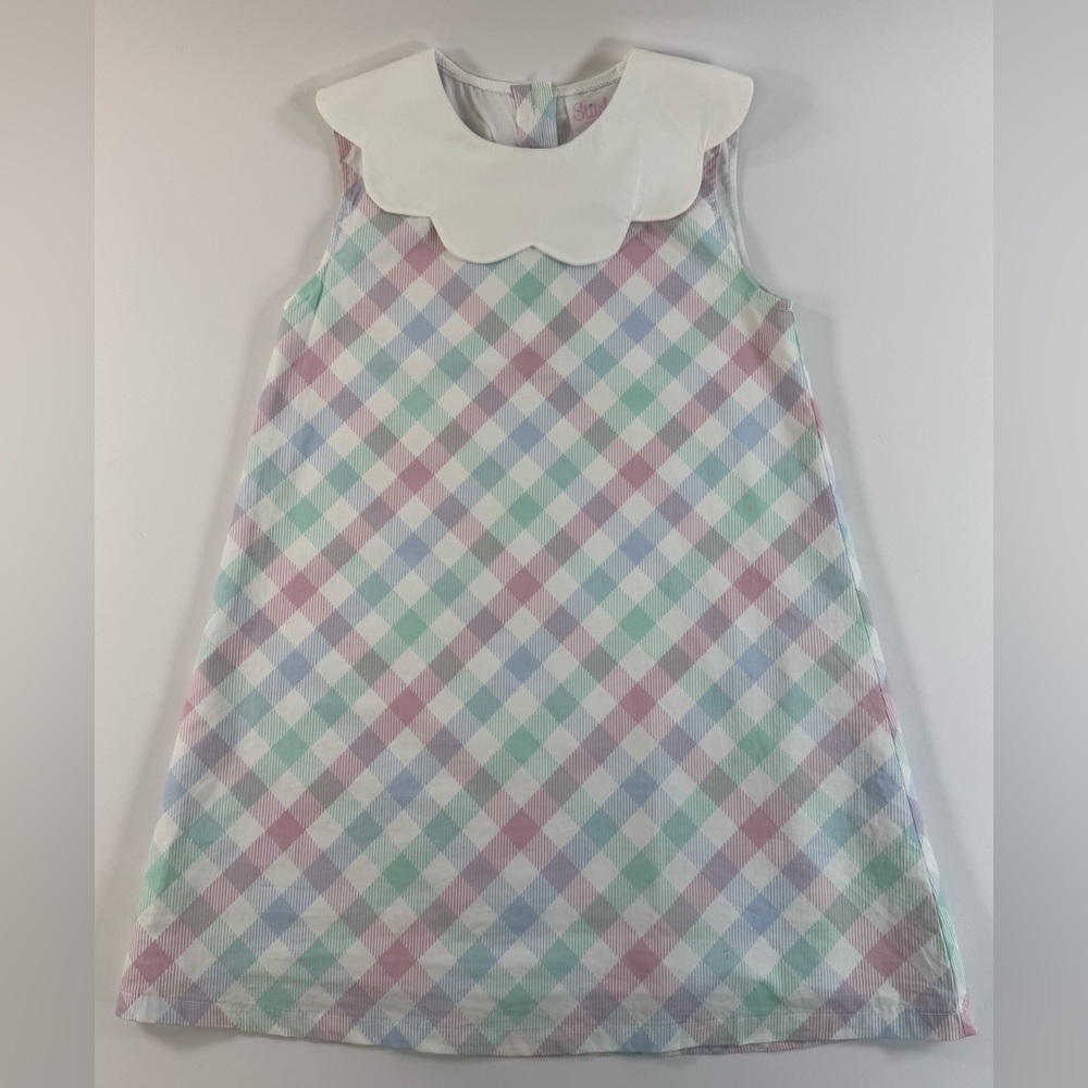 Stitchy Fish - Scalloped Collar Plaid Dress Girls - Size 6